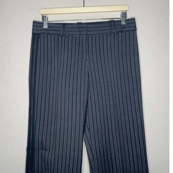 BCBGMAXAZRIA Wool Stripe Pants Womens 4 Black Gray Black Ribbon Detail Flare Leg - Picture 4 of 11